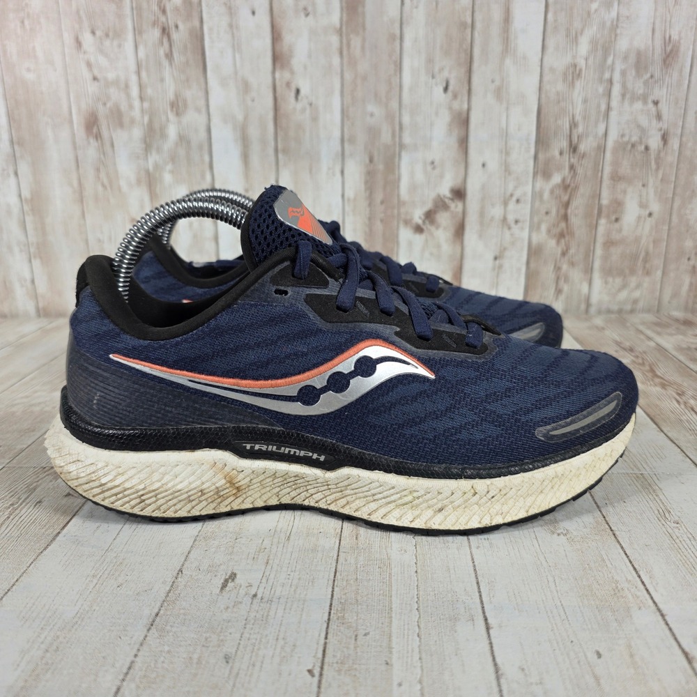 Saucony Triumph 4 Women's Navy Coral Running Shoes Athletic Sneakers Size 8‎